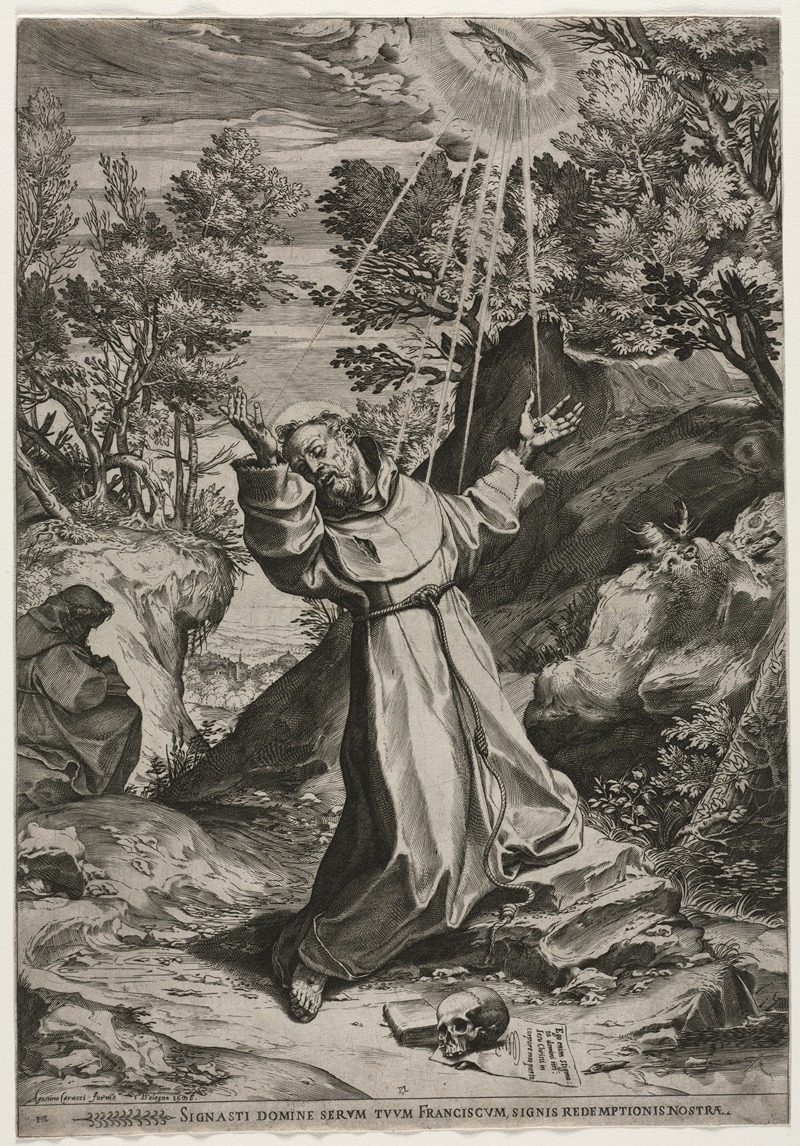 St. Francis Receiving the Stigmata by Агостино Караччи, 1586 — digital art print download