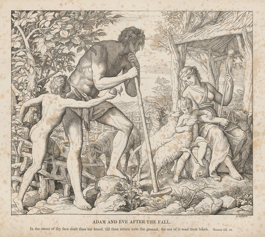 Adam and Eve after the Fall by Julius Schnorr von Carolsfeld, 1856 — digital art print download