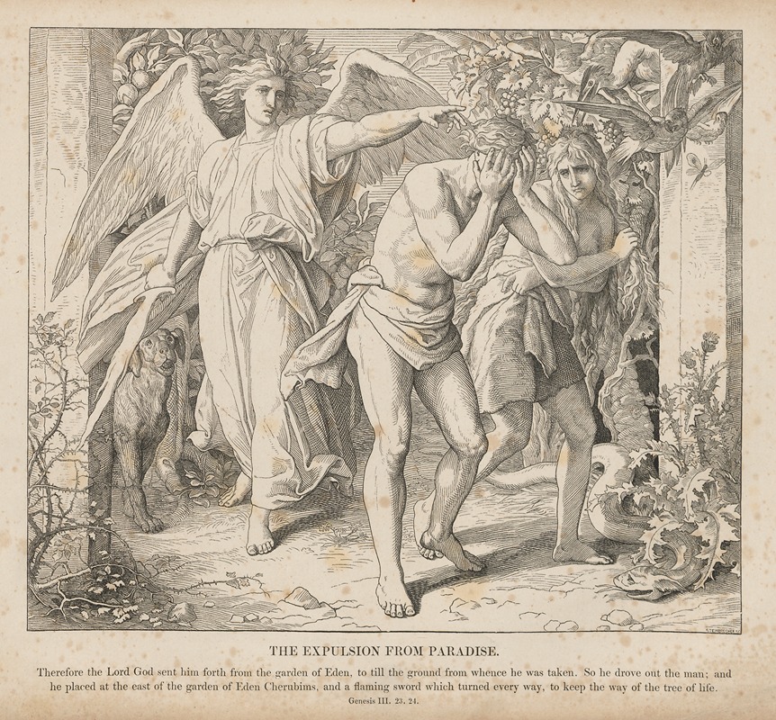 The Expulsion from Paradise by Julius Schnorr von Carolsfeld, 1856 — digital art print download