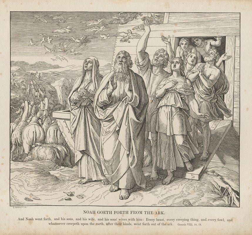 Noah goeth forth from the Ark by Julius Schnorr von Carolsfeld, 1856 — digital art print download