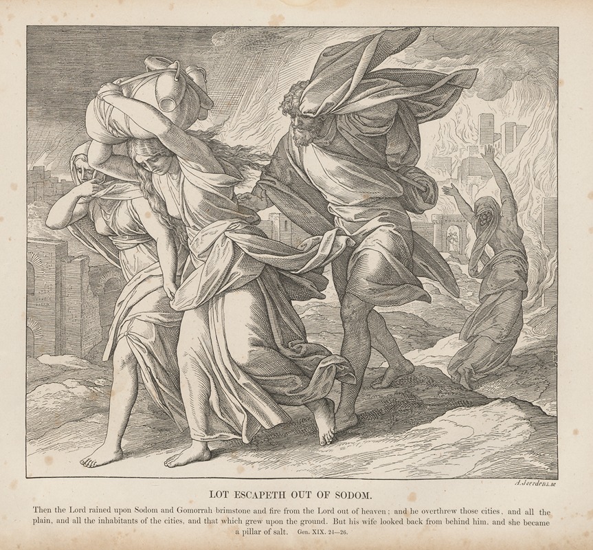 Lot escapeth out of Sodom — Julius Schnorr von Carolsfeld