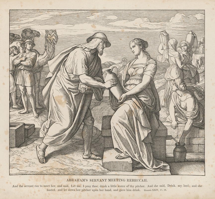 Abraham’s servant meeting Rebeccah by Julius Schnorr von Carolsfeld, 1856 — digital art print download