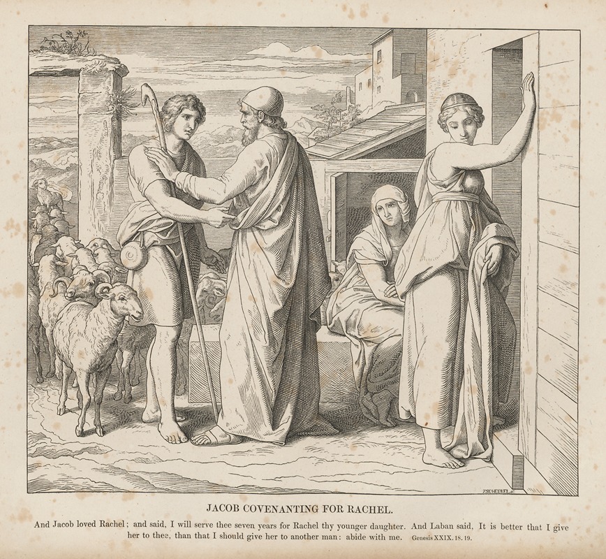 Jacob covenanting for Rachel by Julius Schnorr von Carolsfeld, 1856 — digital art print download