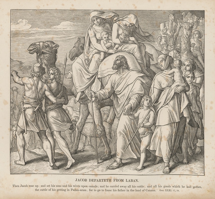 Jacob departeth from Laban by Julius Schnorr von Carolsfeld, 1856 — digital art print download