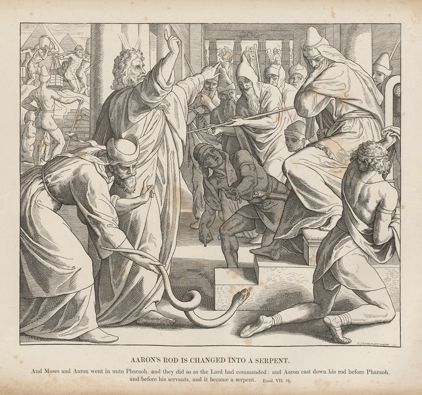 Aaron’s rod is changed into a serpent by Julius Schnorr von Carolsfeld, 1856 — digital art print download