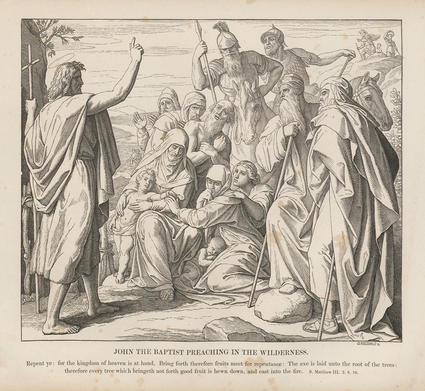 John the Baptist preaching in the wilderness by Julius Schnorr von Carolsfeld, 1856 — digital art print download