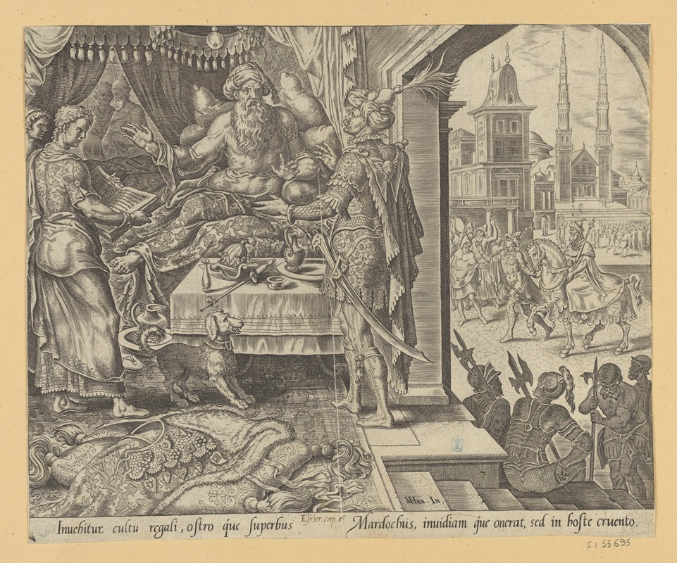 Ahasuerus Consulting Haman by Маартен ван Хемскерк, 1564 — digital art print download