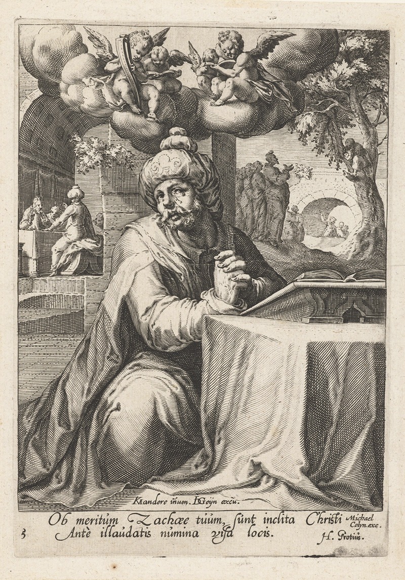 Zacchaeus as a repentant sinner by Якоб де Гейн II, 1595 - 1596 — digital art print download
