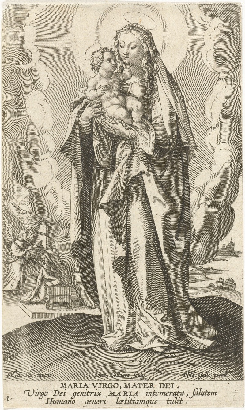 Mary with child by Jan Collaert II, 1595 - 1599 — digital art print download