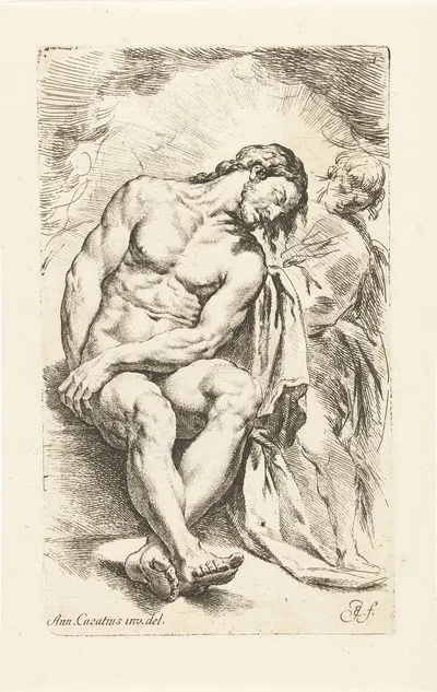 Dying Christ supported by an angel by Jan de Bisschop, 1666-1671 — digital art print download