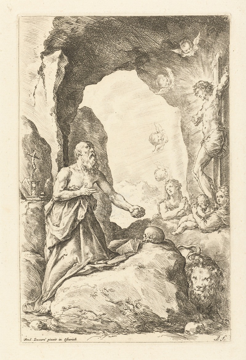 Hieronymus as a penitent by Ян де Биссхоп, 1666-1671 — digital art print download