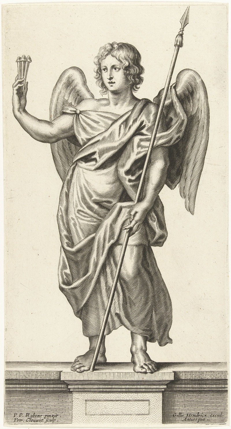 Angel with lance and nails by Petrus Clouwet, 1639 - 1670 — digital art print download