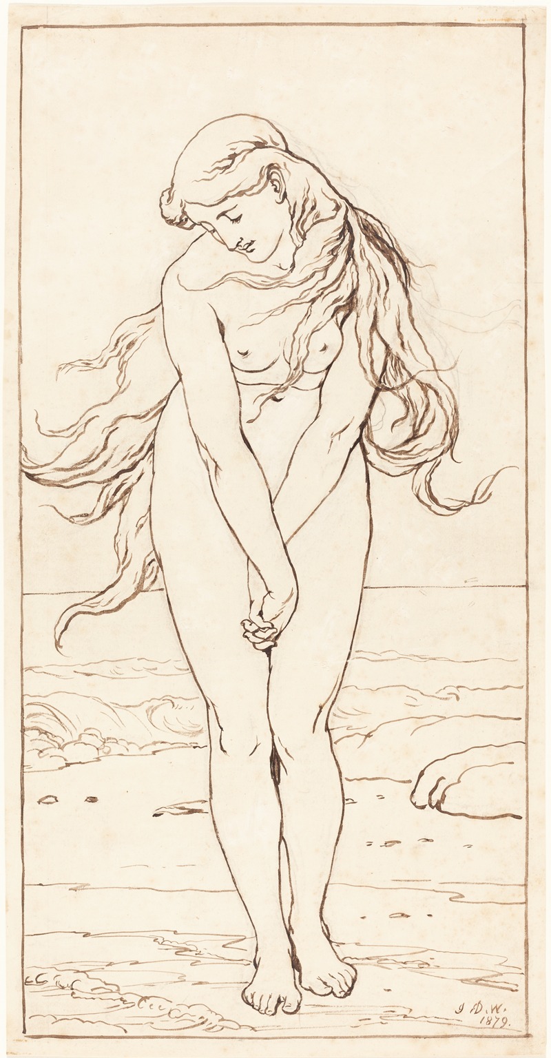 Standing Nude with Crossed Arms by Джон Уотсон Гордон — digital art print download