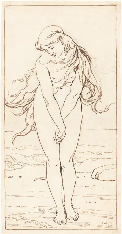 Standing Nude with Crossed Arms by Джон Уотсон Гордон — digital art print download