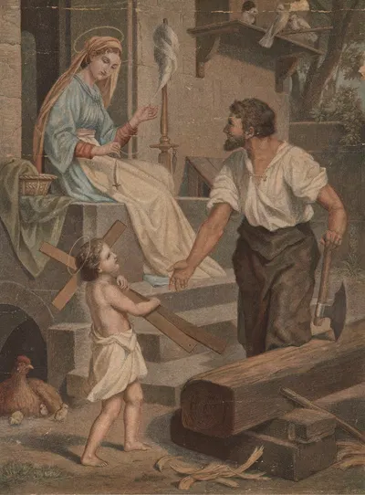 Jesus' family in Nazareth by Aller, 1904 — digital art print download