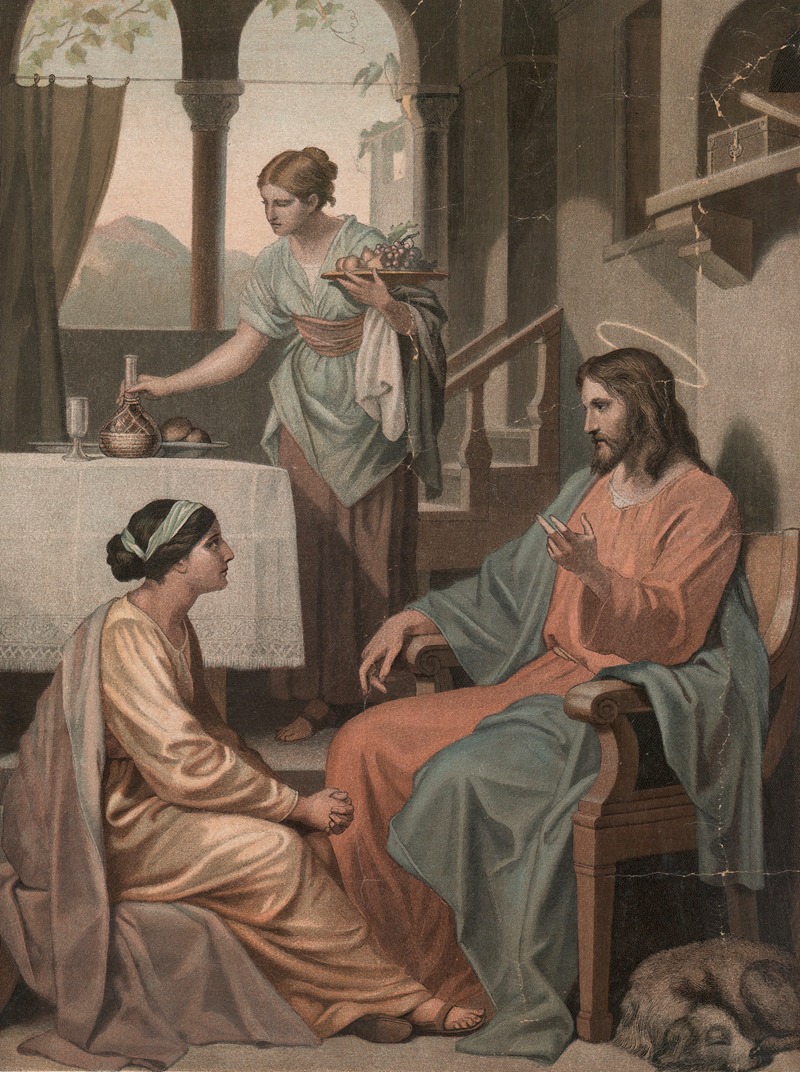 Jesus at Lazarus' home by Aller, 1904 — digital art print download