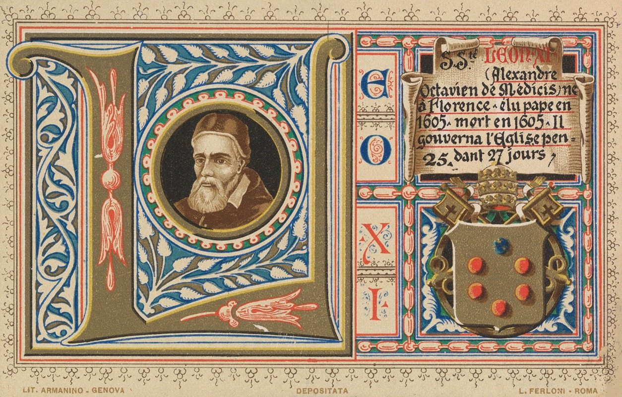 Pope Leo XI by Armanino, 1900 — digital art print download