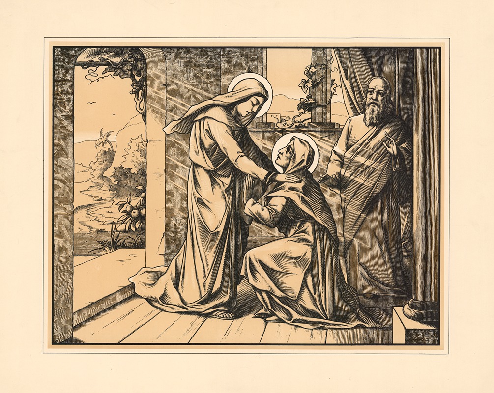 Mary and Elizabeth by Aschendorff, 1906 — digital art print download