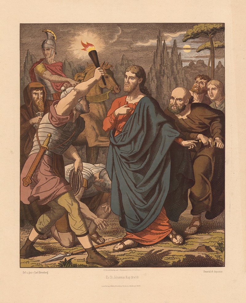 Jesus is betrayed and arrested by Carl Ehrenberg, 1904 — digital art print download