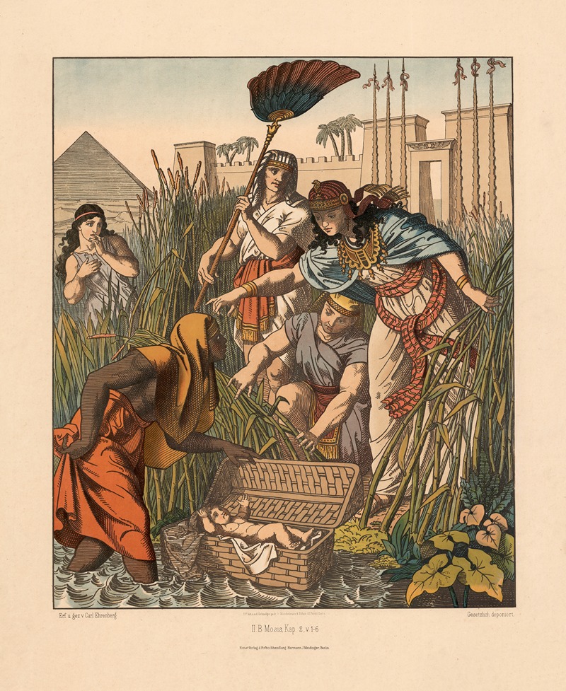 Moses is saved by Pharaoh's daughter by Carl Ehrenberg, 1904 — digital art print download