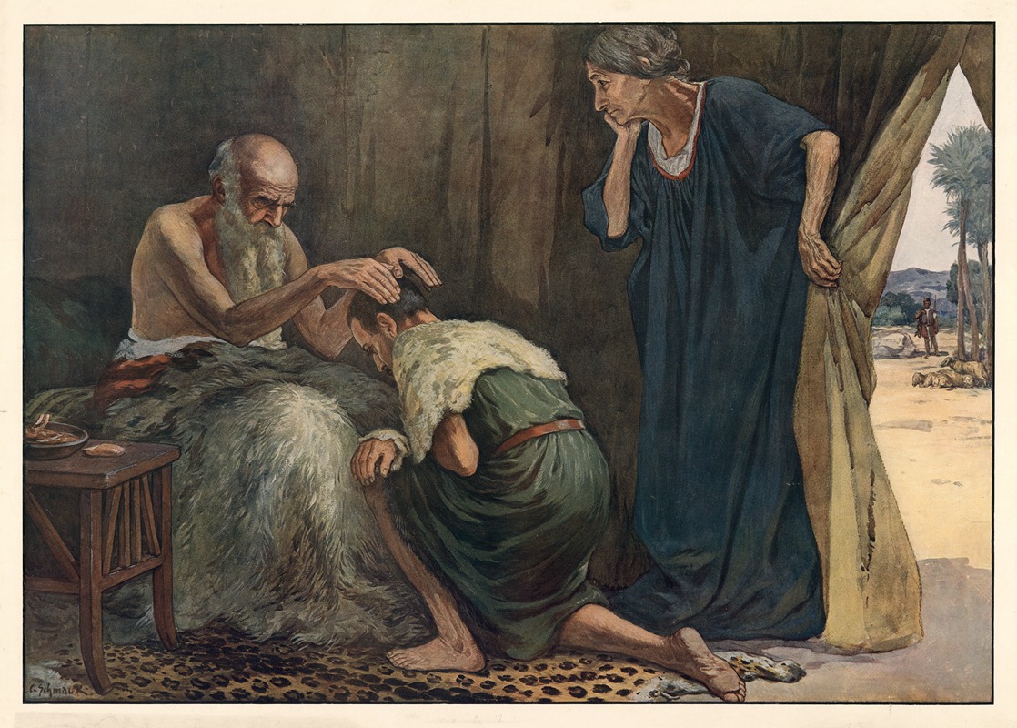 Isaac blesses Jacob by Carl Schmauk, 1913 — digital art print download