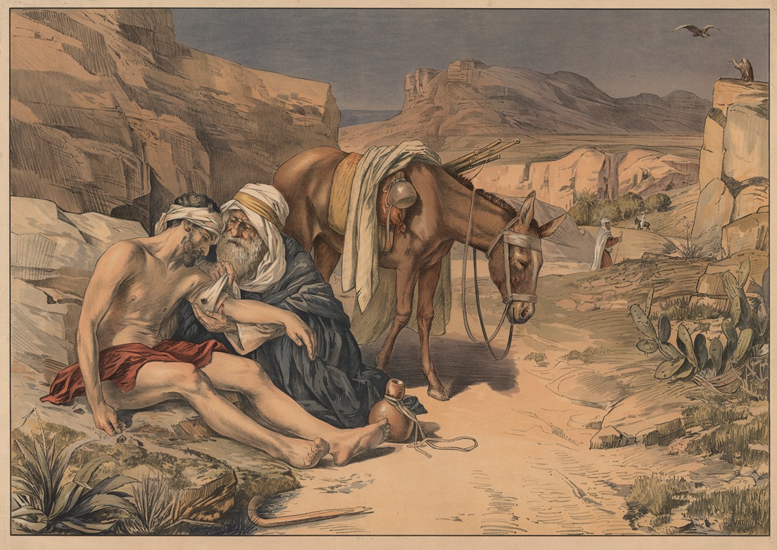 The Good Samaritan by Carl Schmauk, 1907 — digital art print download