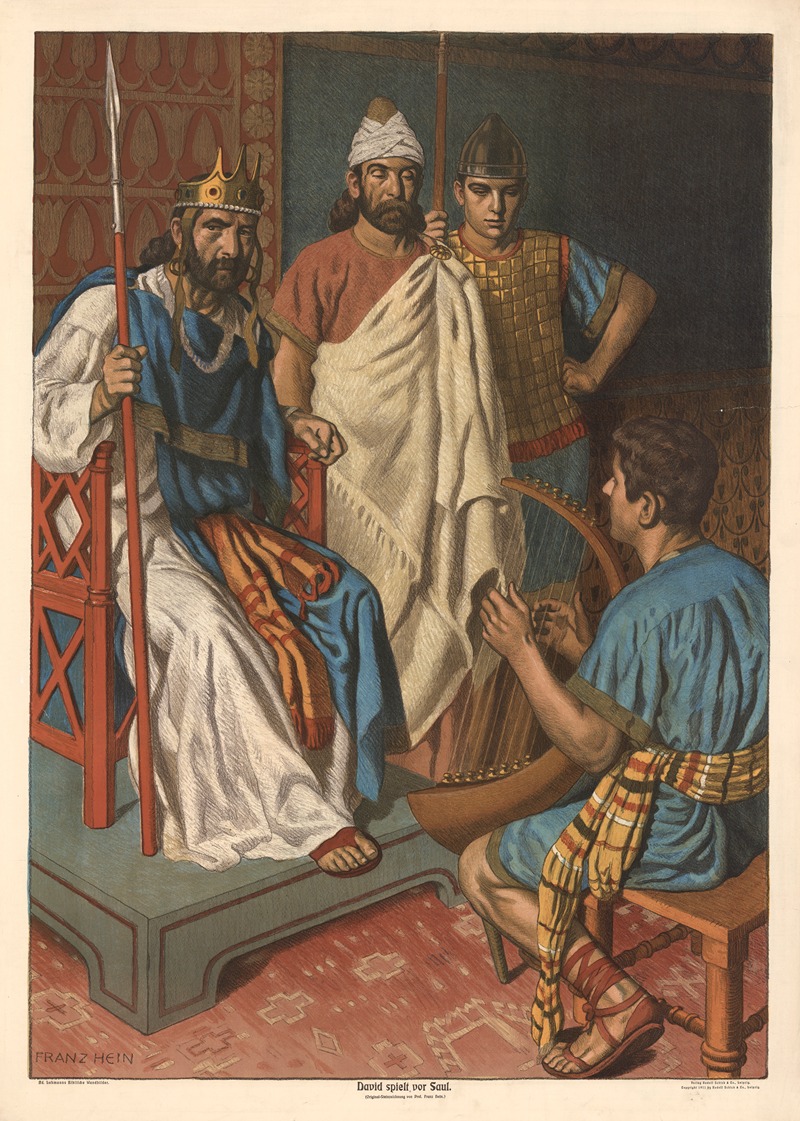 David spielt vor Saul by Франц Хайн, 1910 — digital art print download