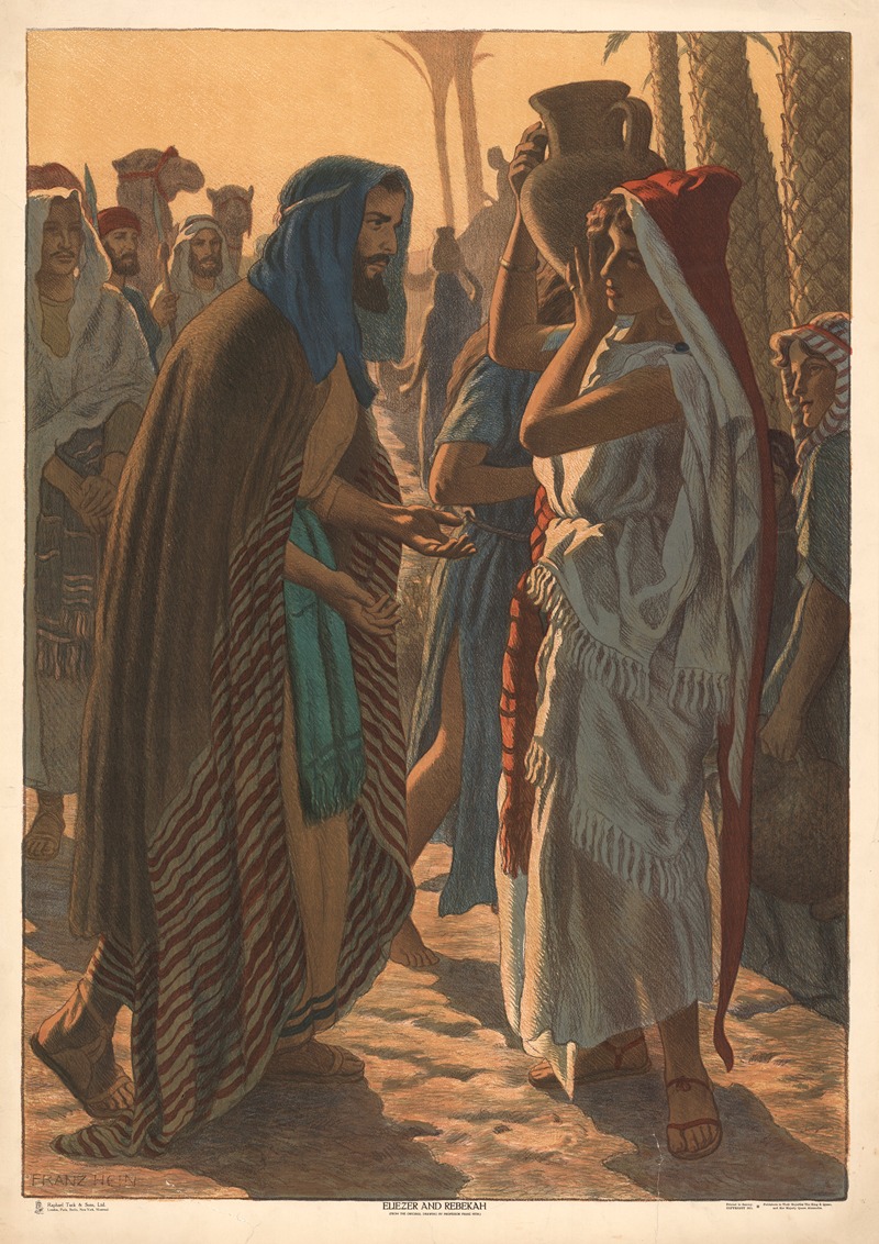 Eliezer and Rebekah by Франц Хайн, 1910 — digital art print download
