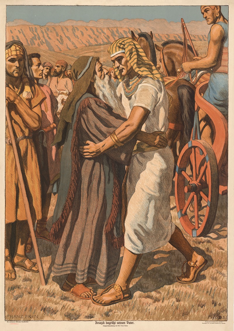 Joseph begrüsst seinen Vater by Франц Хайн, 1910 — digital art print download