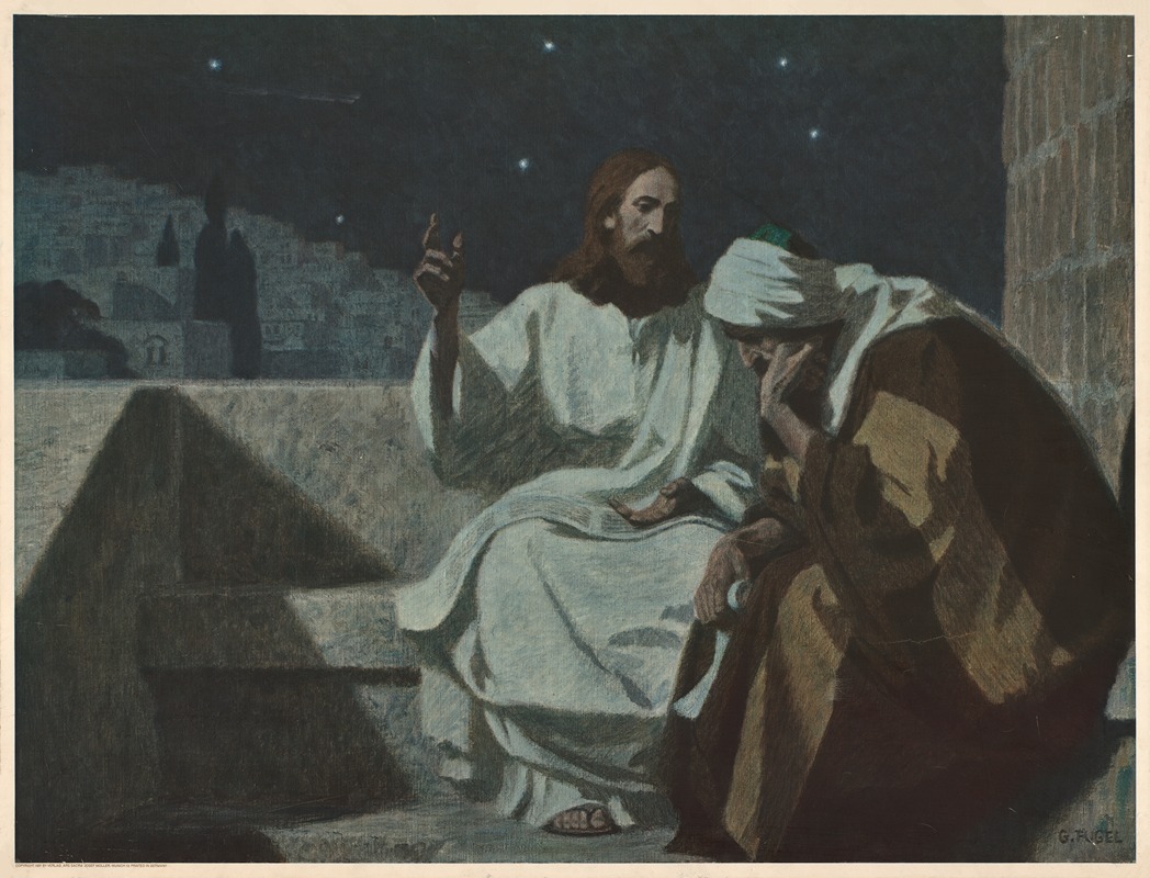 Jesus and Nicodemus by Gebhard Fugel, 1937 — digital art print download