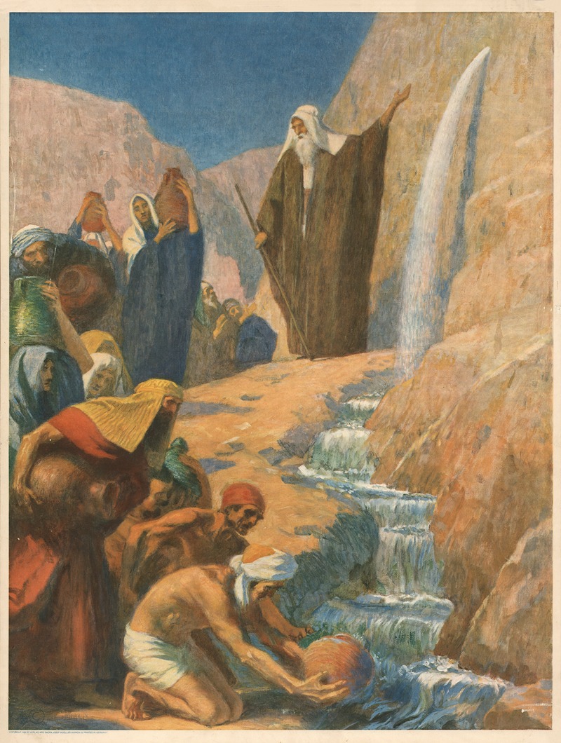 Moses strikes the rock for water by Gebhard Fugel, 1932 — digital art print download