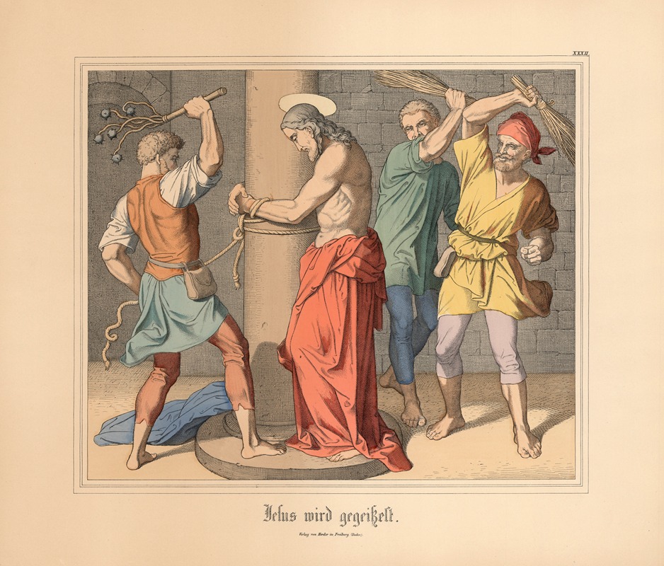 Jesus wird gegeisselt by Johann Nepomuk Heinemann — digital art print download