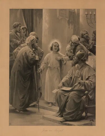 Jesus at age 12 in the temple by Julius Lohmeyer, 1897 — digital art print download