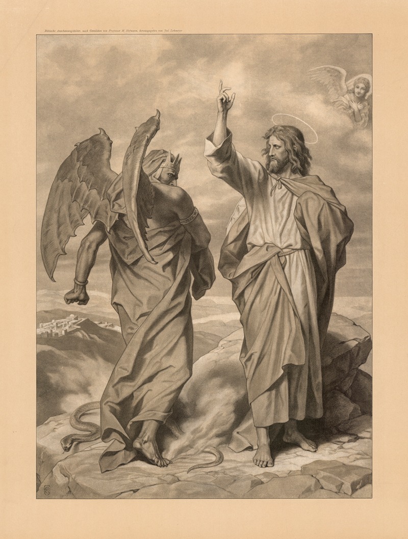 Jesus is tempted by Satan by Julius Lohmeyer, 1897 — digital art print download