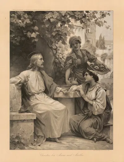 Martha and Mary by Julius Lohmeyer, 1897 — digital art print download