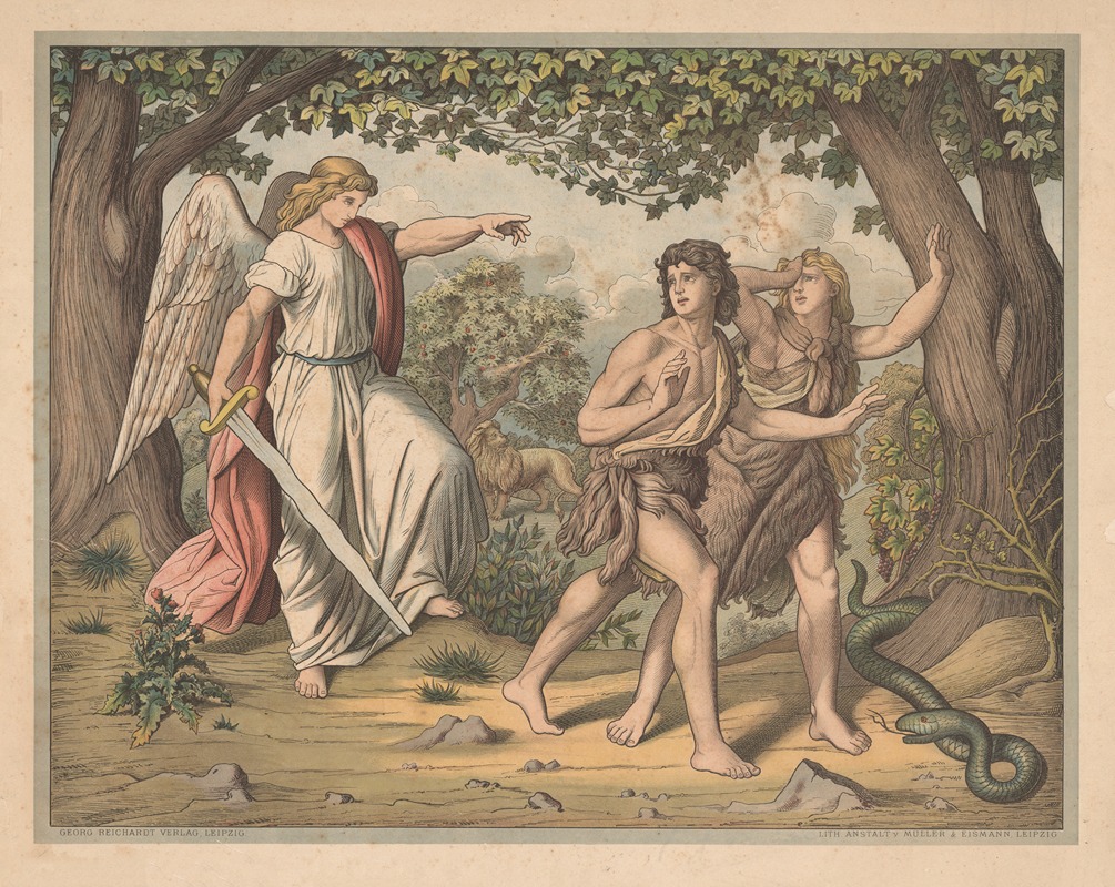The Expulsion from Paradise by Lith. Anstalt v. Müller & Eismann, 1910 — digital art print download