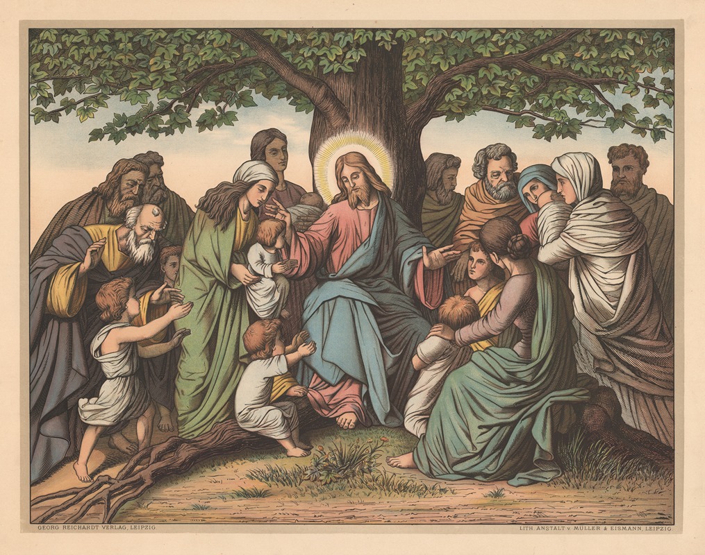 Jesus blesses the little children — Lith. Anstalt v. Müller & Eismann