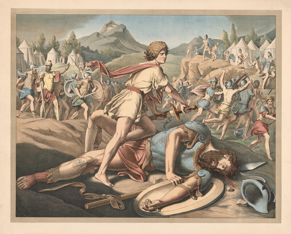 David og Goliath by Lith. Anstalt v. Müller & Eismann, 1910 — digital art print download