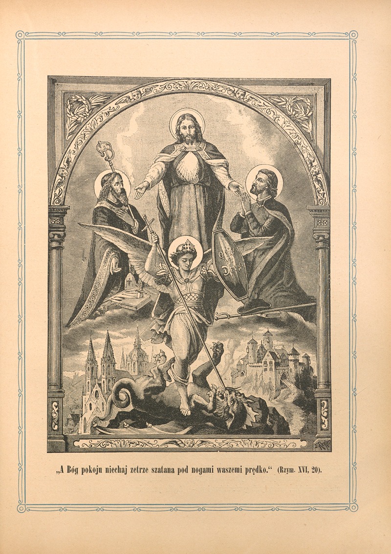 A Bóg pokoju niechaj zetrze szatana pod nogami waszeini prędko by Otto Bitschnau, 1912 — digital art…