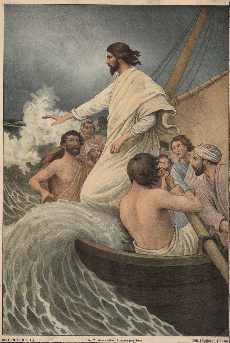 Jesus calms the storm by Пуль Стеффенсен, 1913 — digital art print download