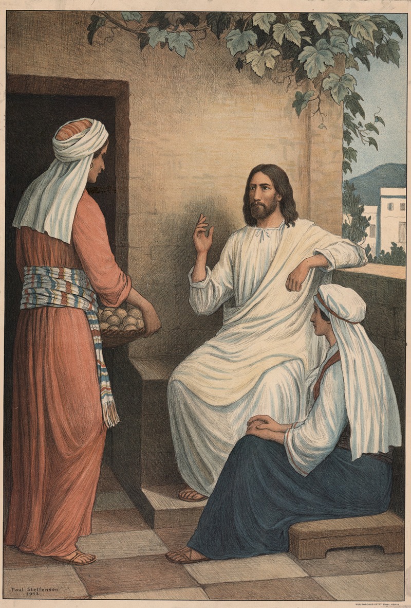 Martha and Mary. by Пуль Стеффенсен, 1913 — digital art print download