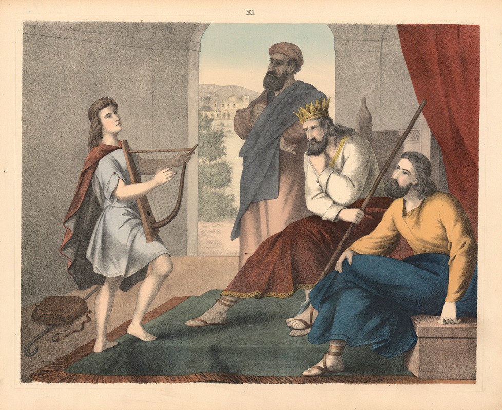 David plays for Saul by Sandberg, 1875 — digital art print download