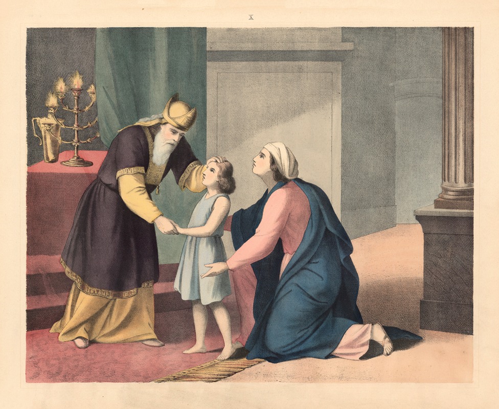 Hannah presents Samuel to Eli by Sandberg, 1875 — digital art print download