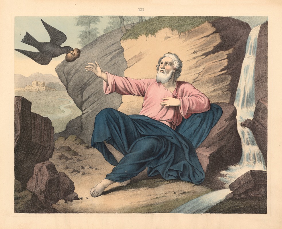 Elijah at the River Crete by Sandberg, 1875 — digital art print download