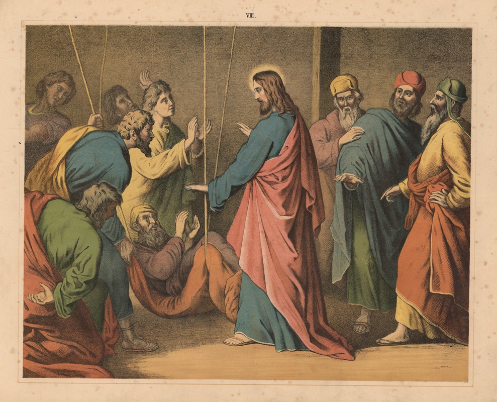 Jesus heals the crippled man by Sandberg, 1875 — digital art print download