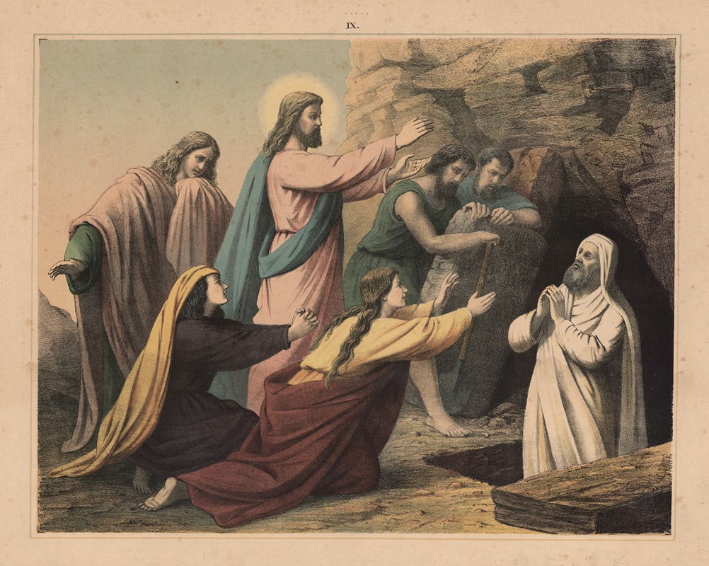 Jesus resurrects Lazarus by Sandberg, 1875 — digital art print download