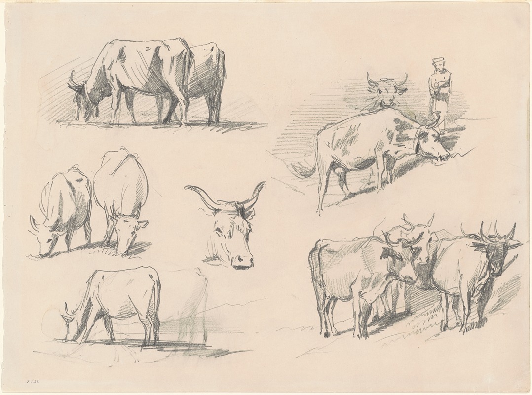 Studies of Cattle by Джон Сингер Сарджент, c. 1872 — digital art print download