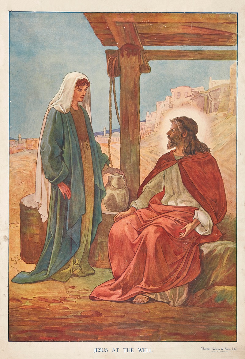 Jesus at the well by Томас Нельсон и Сыновья, 1904 — digital art print download