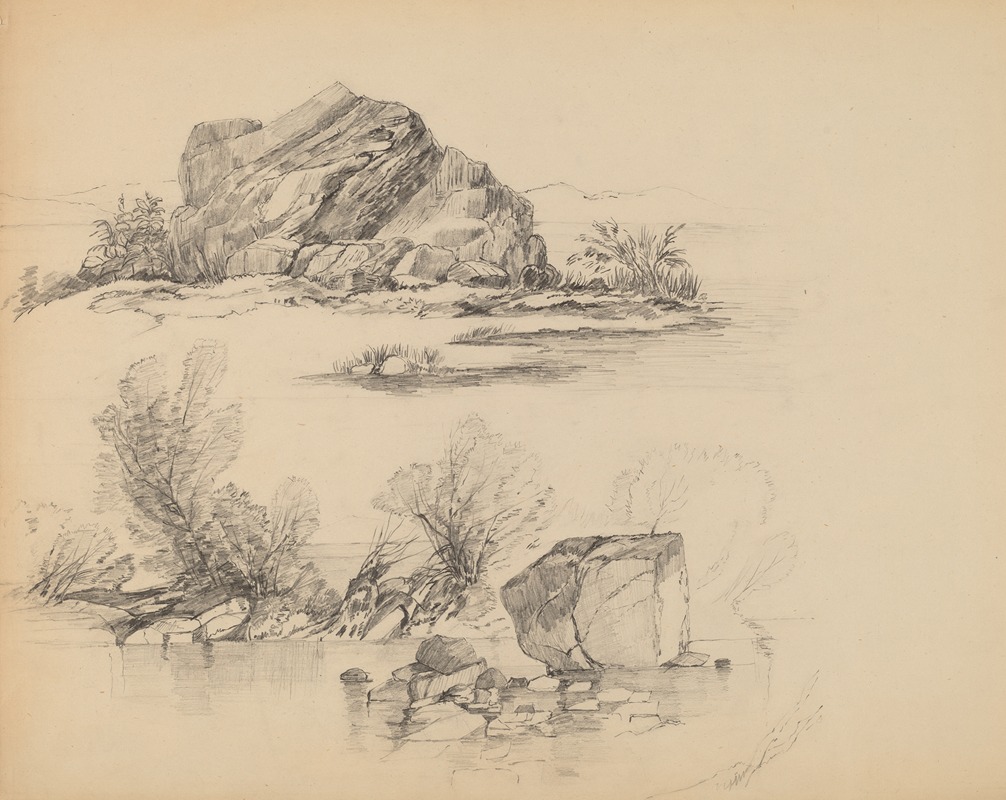 Rocks Along a Lakeshore by Джон Уильям Касилиар — digital art print download