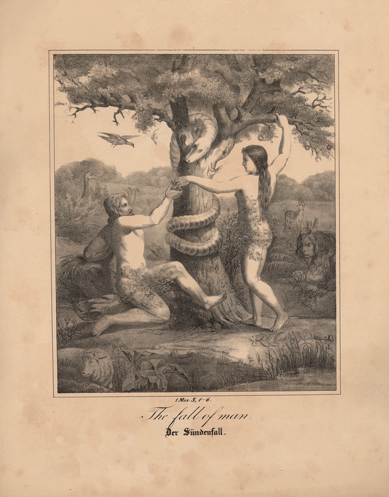 The fall of man by Johann Baptist Sonderland, 1843 — digital art print download